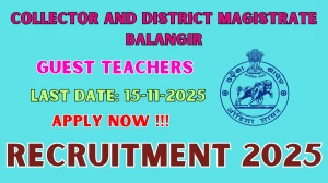 Collector and District Magistrate Balangir Guest Teachers Recruitment 2025 - Apply Offline for 35 Posts