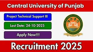 CUP Project Technical Support III Recruitment 2025 - Apply Offline for 01 Posts