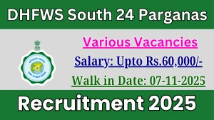DHFWS South 24 Parganas Recruitment 2025 – Walk in for 28 GDMO, Specialist and More Posts