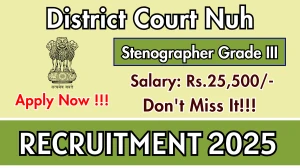 District Court Nuh Stenographer Grade III Recruitment 2025 - Apply Offline