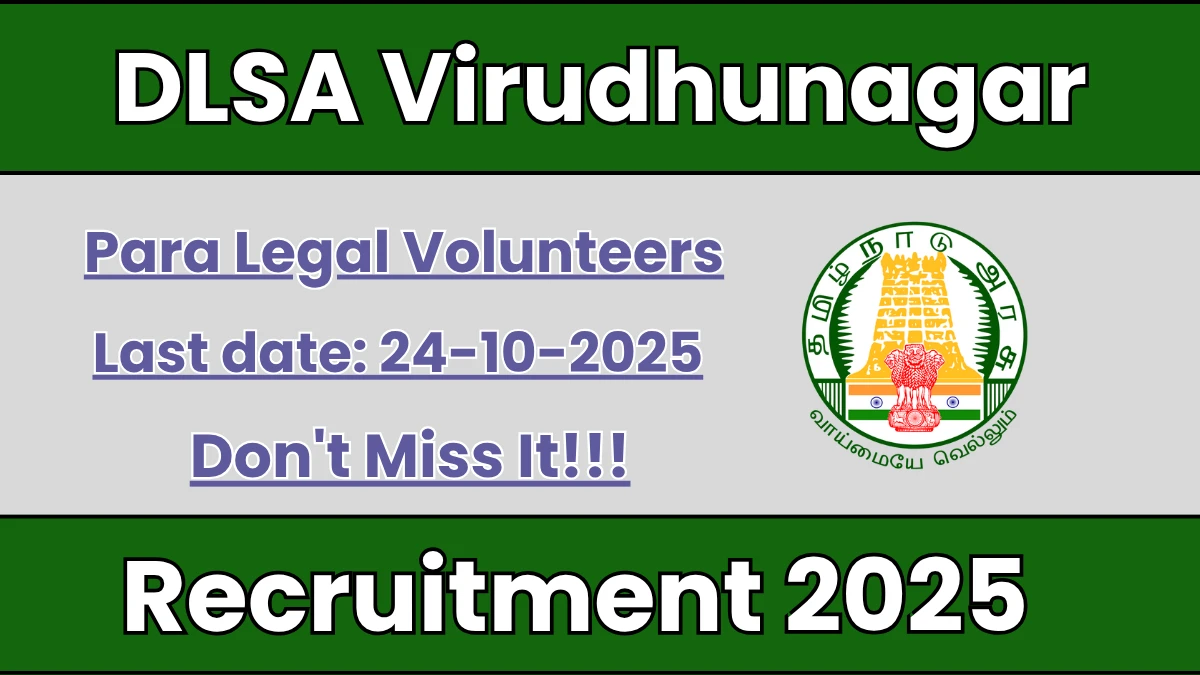 DLSA Virudhunagar Para Legal Volunteers Recruitment 2025 - Apply Offline