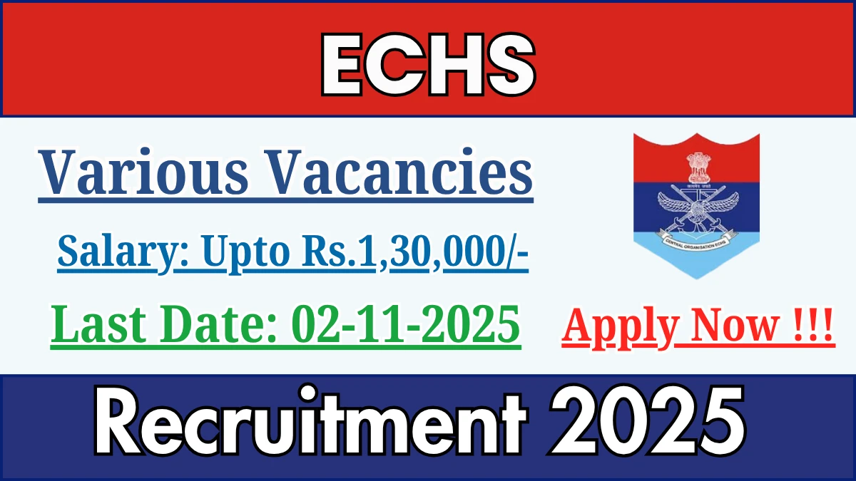 ECHS Recruitment 2025 - Apply Offline for 05 OIC Polyclinic, Peon and More Posts ECHS Recruitment 2025 - Apply Offline for 05 OIC Polyclinic, Peon and More Posts