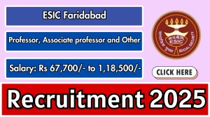 ESIC Faridabad Recruitment 2025 – Walk in for Professor, Associate professor and Other 54 Posts ESIC Faridabad Recruitment 2025 – Walk in for Professor, Associate professor and Other 54 Posts