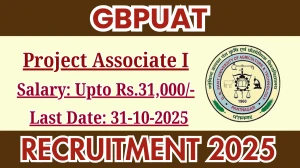GBPUAT Project Associate I Recruitment 2025 - Apply Offline