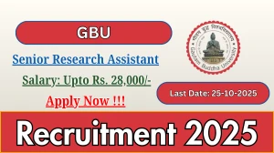 GBU Senior Research Assistant Recruitment 2025 - Apply Offline