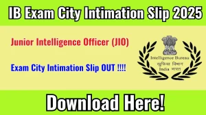 IB JIO Exam City Intimation Slip 2025 OUT Download Link mha.gov.in