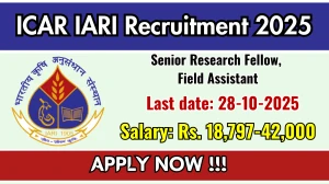 ICAR IARI Recruitment 2025 - Apply Offline for 02 Senior Research Fellow, Field Assistant Posts ICAR IARI Recruitment 2025 - Apply Offline for 02 Senior Research Fellow, Field Assistant Posts