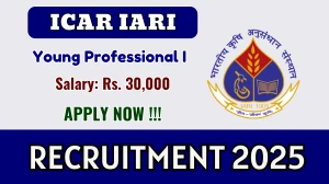 ICAR IARI Young Professional I Recruitment 2025 – Walk in for 01 Posts ICAR IARI Young Professional I Recruitment 2025 – Walk in for 01 Posts