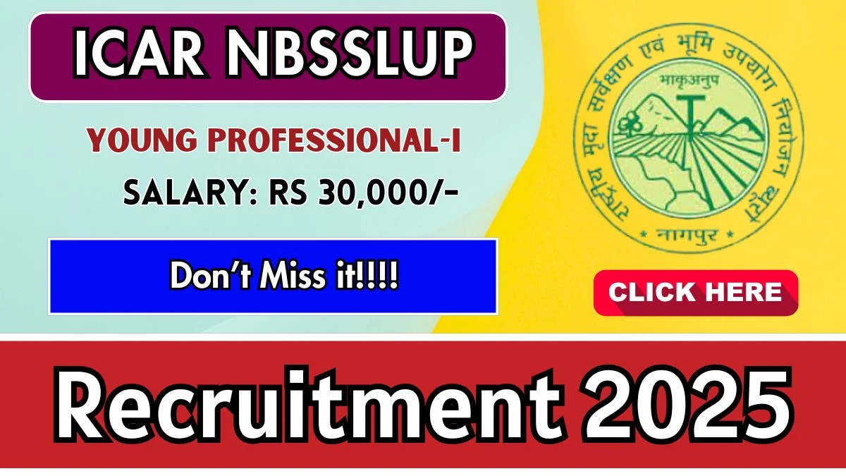ICAR NBSSLUP Young Professional-I Recruitment 2025 – Walk in ICAR NBSSLUP Young Professional-I Recruitment 2025 – Walk in