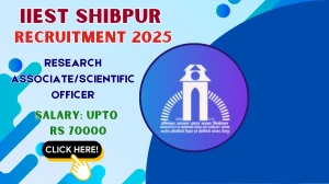 IIEST Shibpur Research Associate/Scientific Officer Recruitment 2025 - Apply Offline