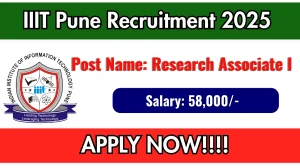 IIIT Pune Research Associate I Recruitment 2025 - Apply Online