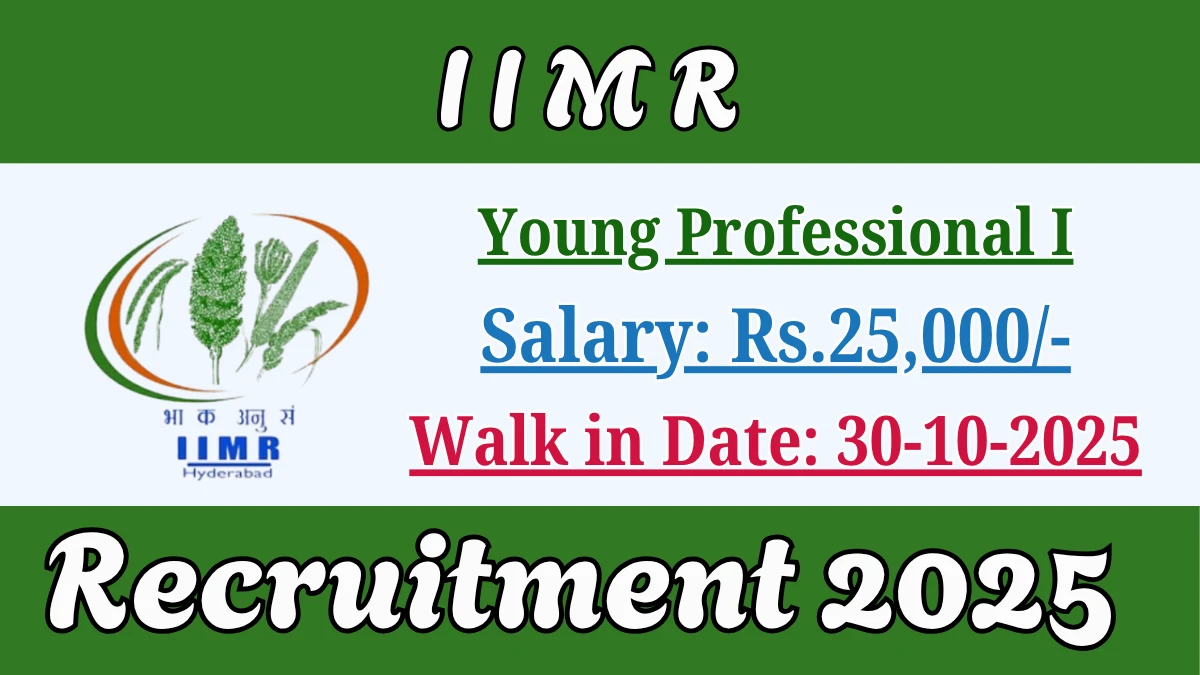 IIMR Young Professional I Recruitment 2025 – Walk in