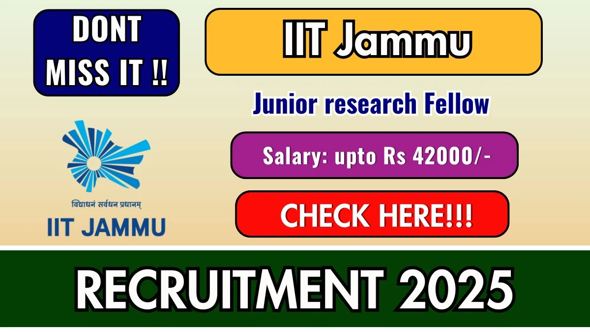 IIT Jammu Junior research Fellow Recruitment 2025 - Apply Online