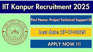 IIT Kanpur Project Technical Support III Recruitment 2025 - Apply Offline