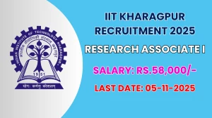 IIT Kharagpur Research Associate I Recruitment 2025 - Apply Online