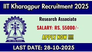 IIT Kharagpur Research Associate Recruitment 2025 - Apply Online for 01 Posts IIT Kharagpur Research Associate Recruitment 2025 - Apply Online for 01 Posts