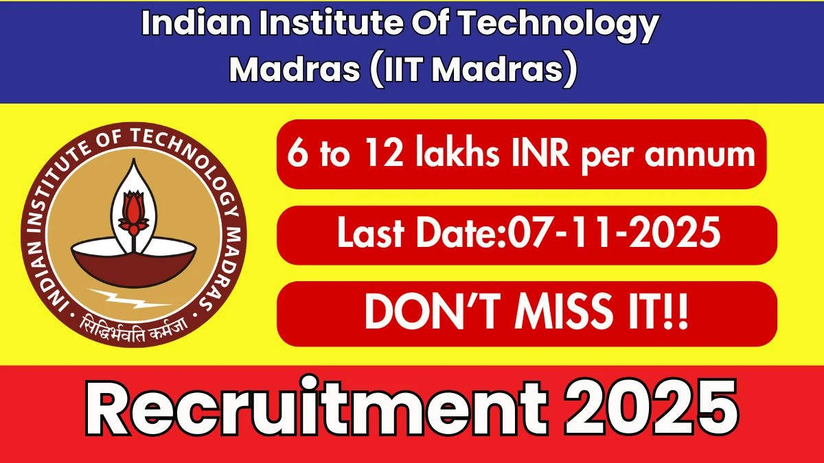 IIT Madras Project Manager Recruitment 2025 - Apply Online for 1 Posts IIT Madras Project Manager Recruitment 2025 - Apply Online for 1 Posts