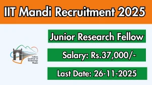 IIT Mandi Junior Research Fellow Recruitment 2025 - Apply Offline