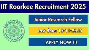 IIT Roorkee Junior Research Fellow Recruitment 2025 - Apply Offline
