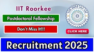 IIT Roorkee Postdoctoral Fellowship Recruitment 2025 - Apply Offline
