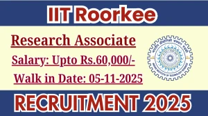 IIT Roorkee Research Associate Recruitment 2025 – Walk in