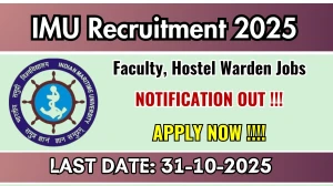 IMU Warden Recruitment 2025 - Apply Offline for 07 Faculty, Hostel Posts