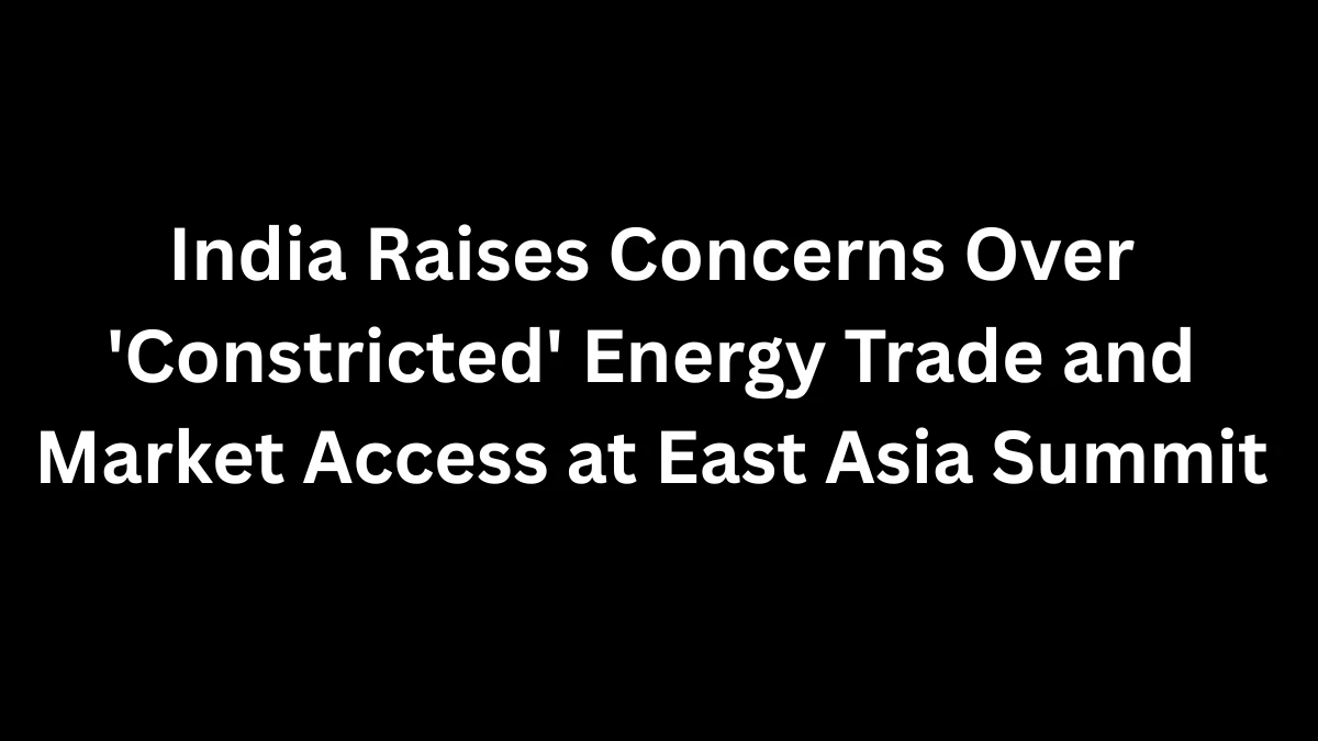 India Raises Concerns Over 'Constricted' Energy Trade and Market Access at East Asia Summit