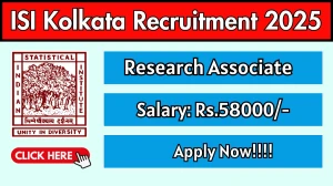 ISI Kolkata Research Associate Recruitment 2025 - Apply Offline for 01 Posts ISI Kolkata Research Associate Recruitment 2025 - Apply Offline for 01 Posts