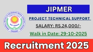 JIPMER Project Technical Support II Recruitment 2025 – Walk in