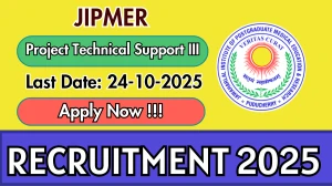 JIPMER Project Technical Support III Recruitment 2025 - Apply Offline