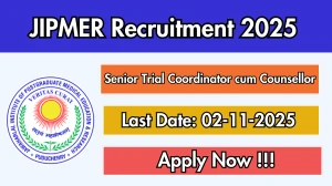 JIPMER Senior Trial Coordinator cum Counsellor Recruitment 2025 - Apply Offline for 01 Posts