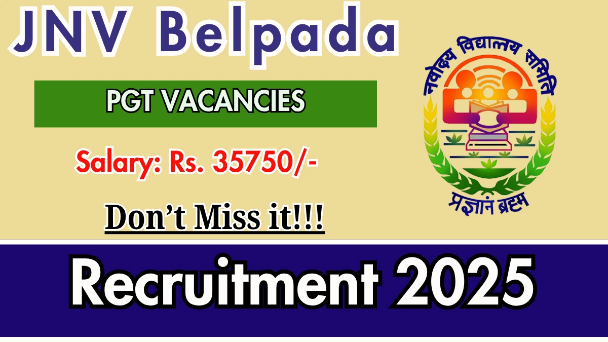 JNV Belpada PGT Recruitment 2025 – Walk in