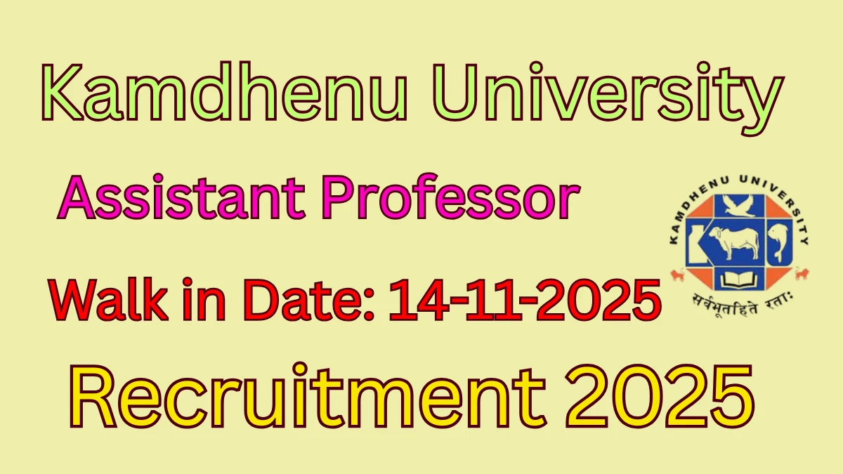 Kamdhenu University Assistant Professor Recruitment 2025 – Walk in Kamdhenu University Assistant Professor Recruitment 2025 – Walk in
