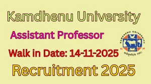 Kamdhenu University Assistant Professor Recruitment 2025 – Walk in