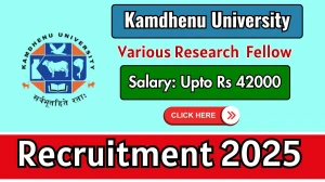 Kamdhenu University Recruitment 2025 – Walk in for 04 Senior Research Fellow, Junior Research Fellow Posts