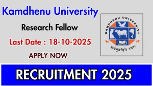 Kamdhenu University Research Fellow Recruitment 2025 - Apply Offline