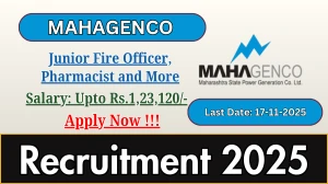 MAHAGENCO Recruitment 2025 - Apply Offline for 03 Junior Fire Officer, Pharmacist and More Posts