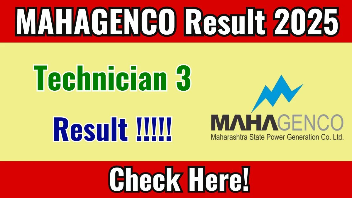 MAHAGENCO Technician 3 Result 2025 – Download PDF at mahagenco.in