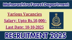 Maharashtra Forest Department Recruitment 2025 - Apply Offline for 03 Veterinary Officer, Wildlife Expert and More Posts