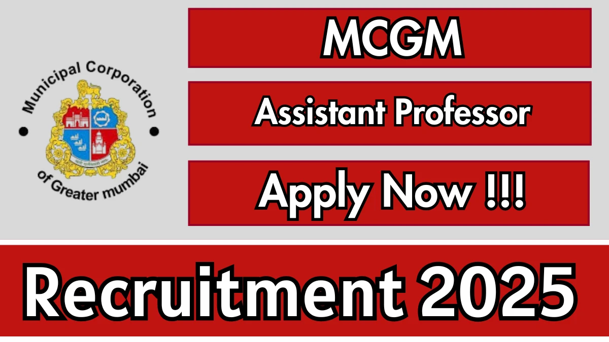 MCGM Assistant Professor Recruitment 2025 - Apply Offline for 38 Posts MCGM Assistant Professor Recruitment 2025 - Apply Offline for 38 Posts