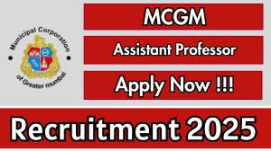 MCGM Assistant Professor Recruitment 2025 - Apply Offline for 38 Posts