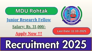MDU Rohtak Junior Research Fellow Recruitment 2025 - Apply Offline