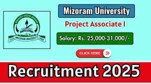 Mizoram University Project Associate I Recruitment 2025 - Apply Offline