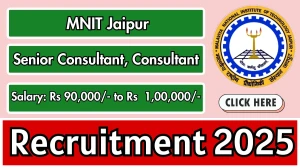 MNIT Jaipur Recruitment 2025 - Apply Online for 03 Senior Consultant, Consultant Posts