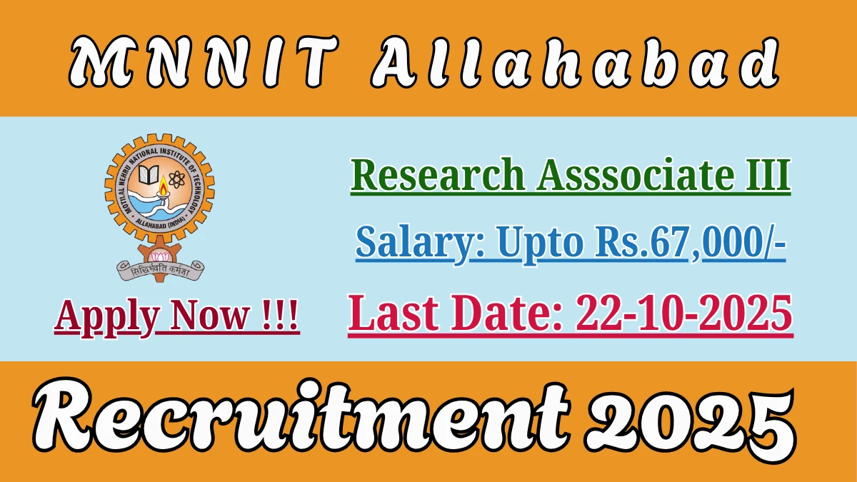 MNNIT Allahabad Research Asssociate III Recruitment 2025 - Apply Offline