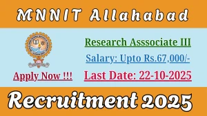 MNNIT Allahabad Research Asssociate III Recruitment 2025 - Apply Offline