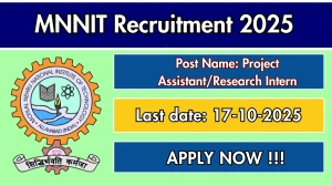 MNNIT Project Assistant/Research Intern Recruitment 2025 - Apply Offline