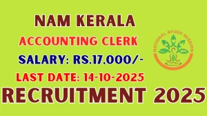 NAM Kerala Accounting Clerk Recruitment 2025 - Apply Offline