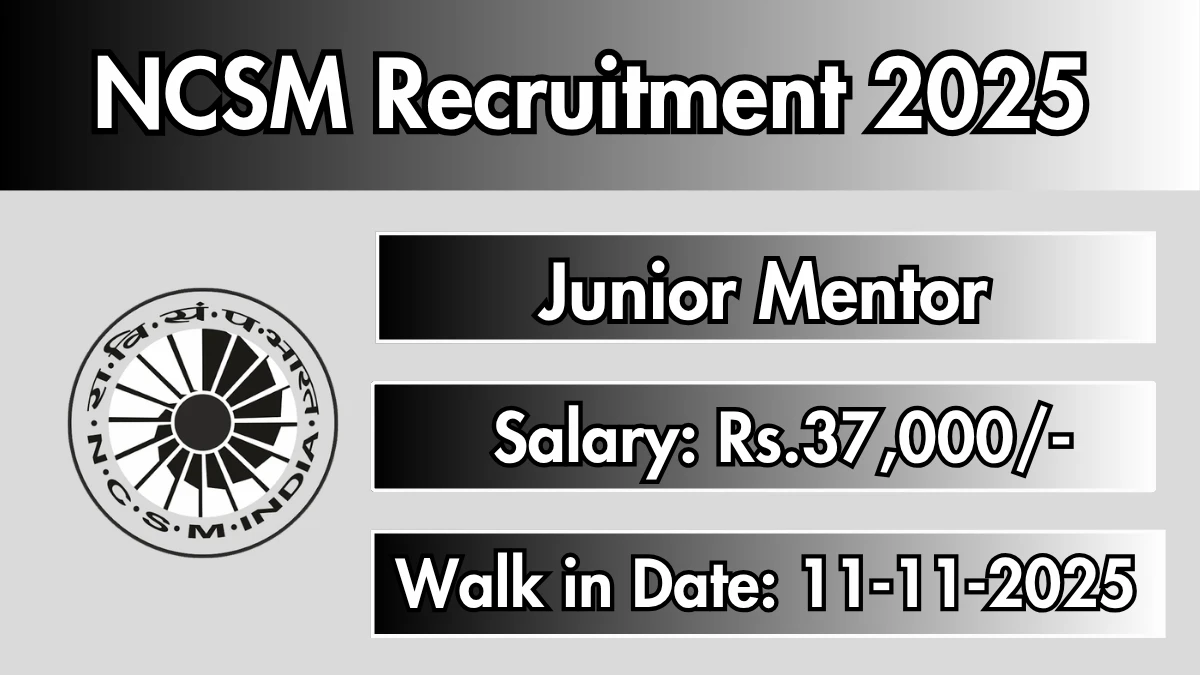 NCSM Junior Mentor Recruitment 2025 – Walk in