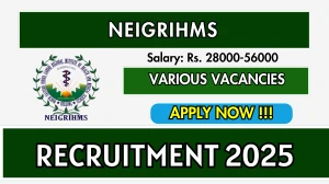 NEIGRIHMS Recruitment 2025 – Walk in for 04 Projects Research Scientist I, Project Technical Support III Posts NEIGRIHMS Recruitment 2025 – Walk in for 04 Projects Research Scientist I, Project Technical Support III Posts